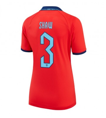 Anglia Luke Shaw #3 Koszulka Wyjazdowych Kobiety MŚ 2022 Krótki Rękaw